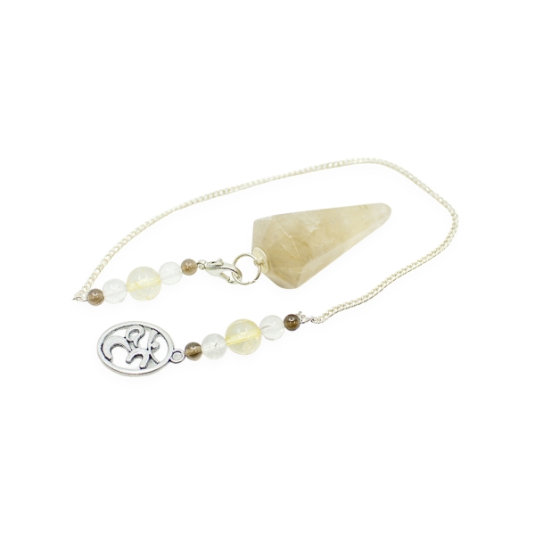 Citrine Hexagonal Pendulum with Om Charm - Image 3