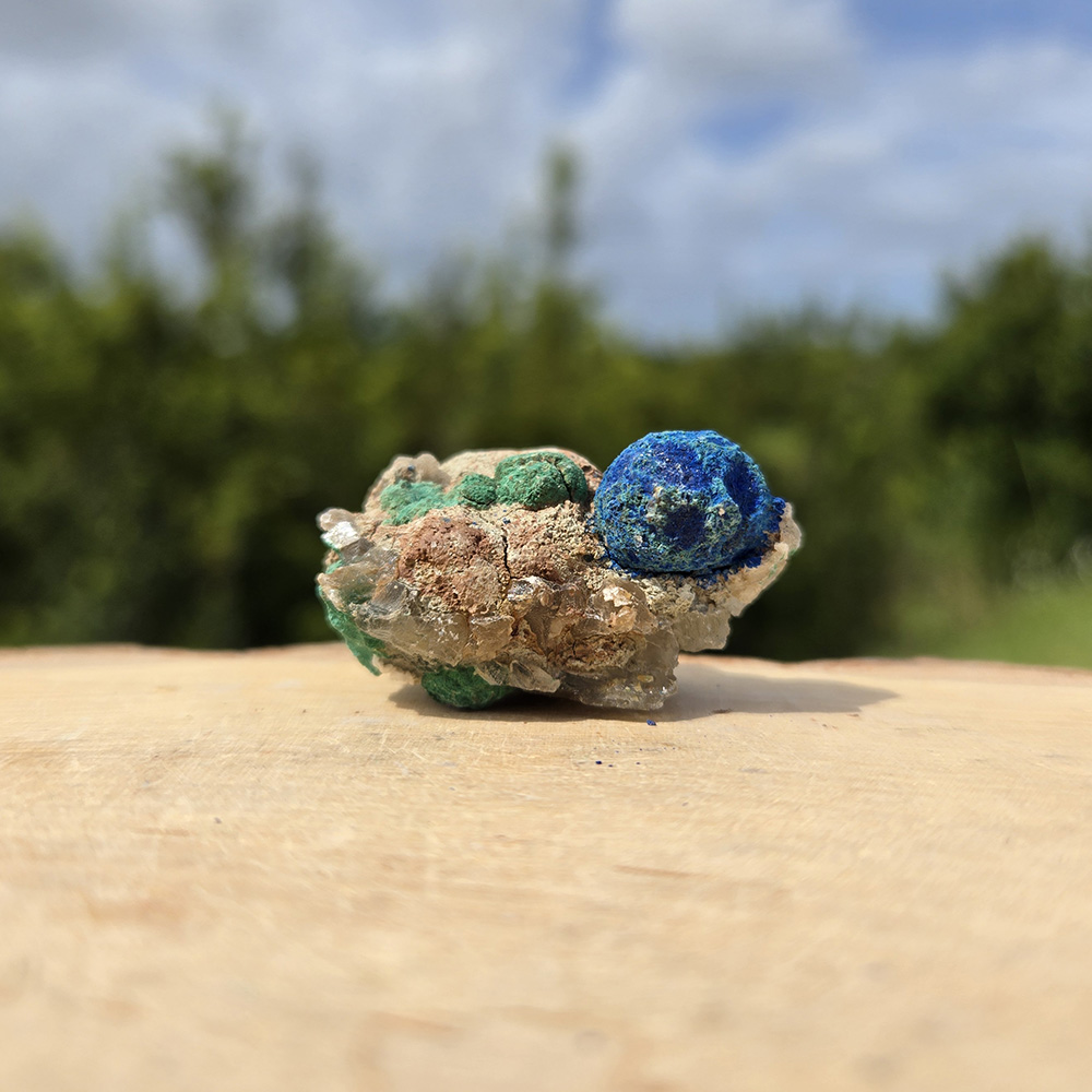 Blueberry Azurite and Malachite on Matrix