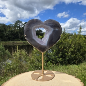 Amethyst Agate Heart on Stand
