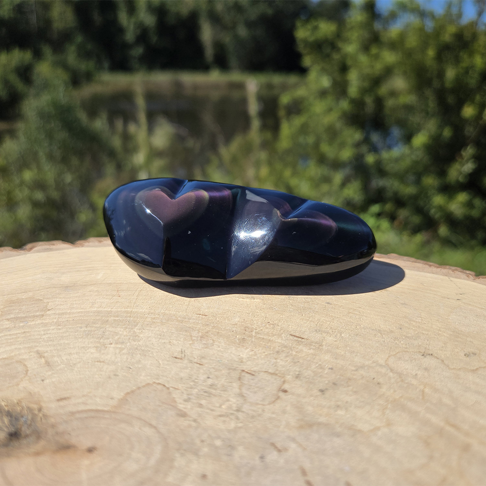 Rainbow Obsidian Double Heart