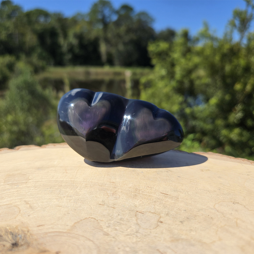 Rainbow Obsidian Double Heart