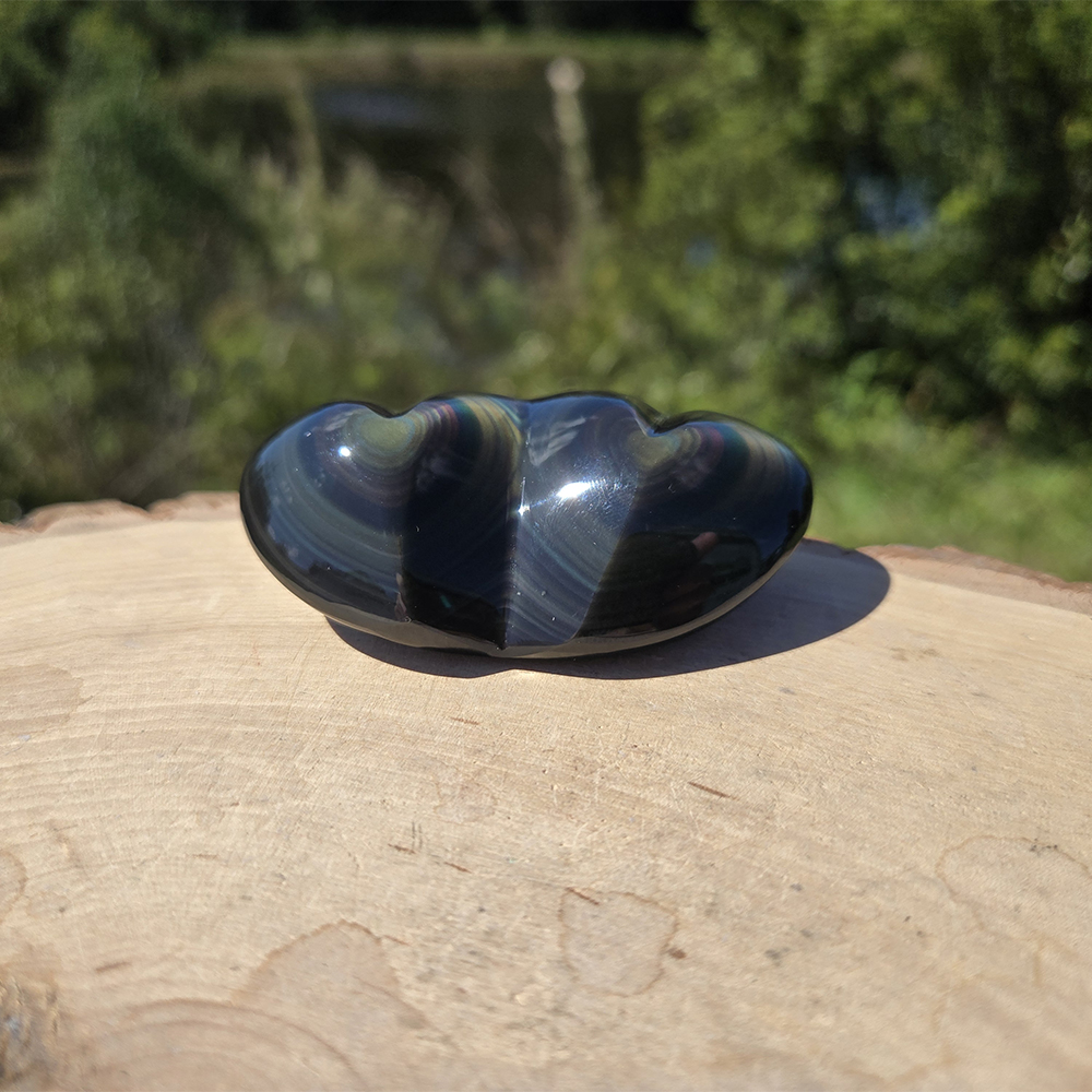 Rainbow Obsidian Double Heart