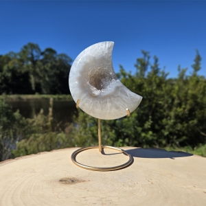 Agate Druzy Moon with Stand