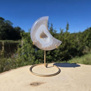 Agate Druzy Moon with Stand