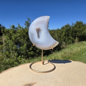 Agate Druzy Moon with Stand