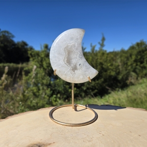 Agate Druzy Moon with Stand