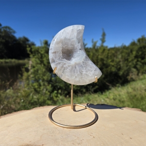 Agate Druzy Moon with Stand