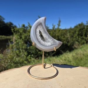 Agate Druzy Moon with Stand