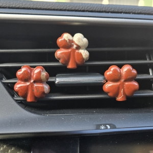 Red Jasper 4-Leaf Clover Car Vent Clip