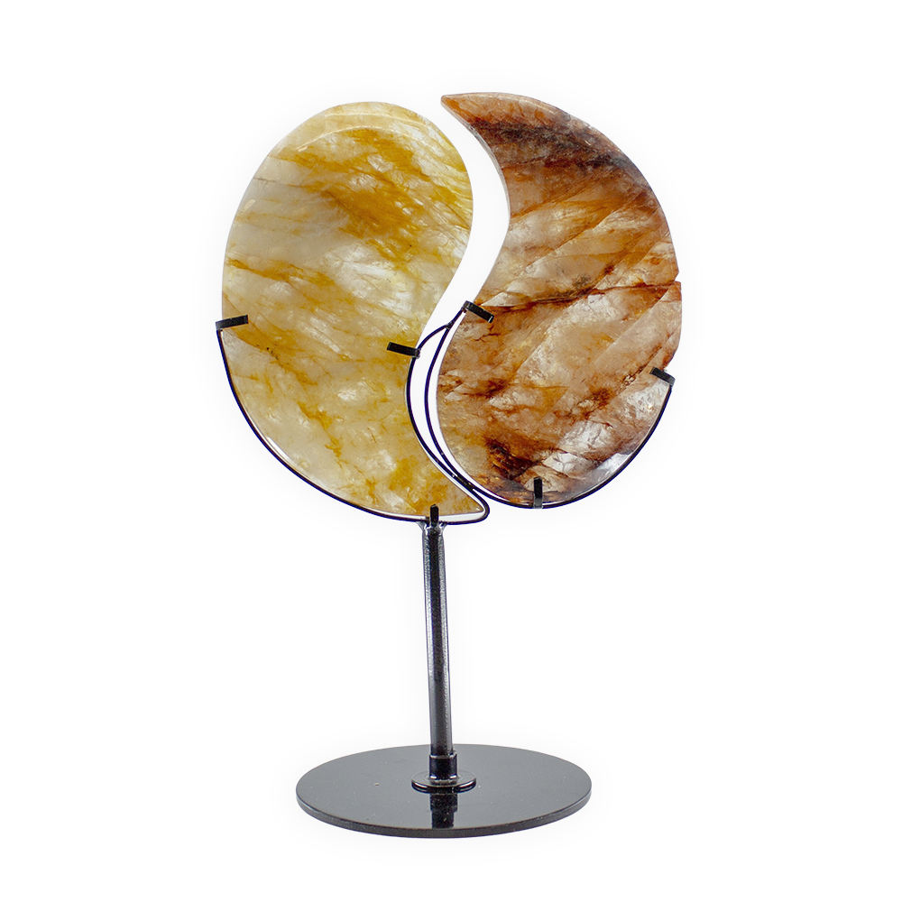 Taijitu Symbol Fire & Healer Quartz with Stand - Image 2
