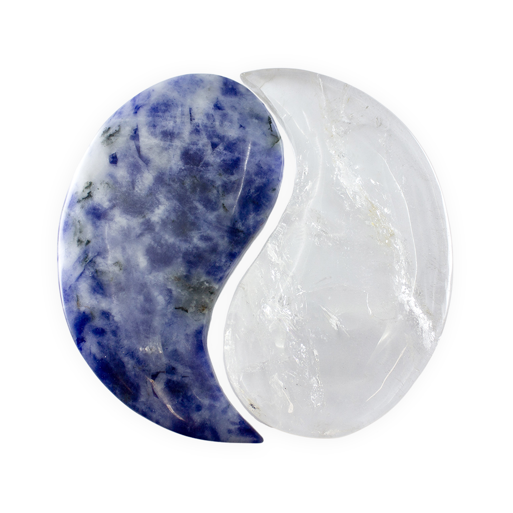 Taijitu Symbol Clear Quartz & Sodalite with Stand - Image 2