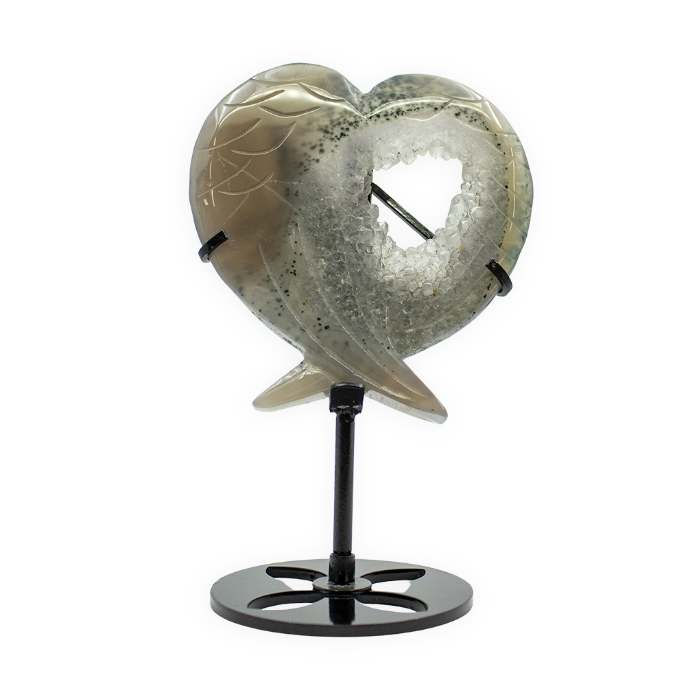 Agate Druzy Angel Wings with Stand - Image 2