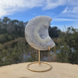 Agate Druzy Moon with Stand