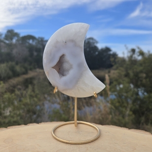 Agate Druzy Moon with Stand