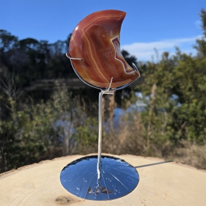 Carnelian Moon with Zodiac Stand