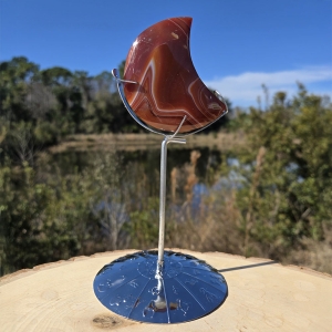 Carnelian Moon with Zodiac Stand