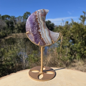 Amethyst Lace Agate Moon with Stand