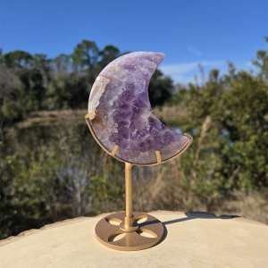 Amethyst Lace Agate Moon with Stand