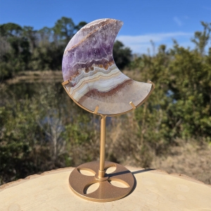 Amethyst Lace Agate Moon with Stand