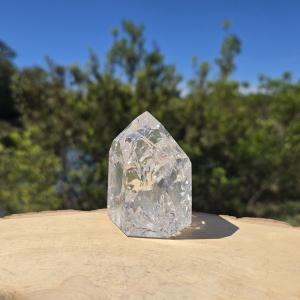 Fire and Ice Quartz Point with Rainbow