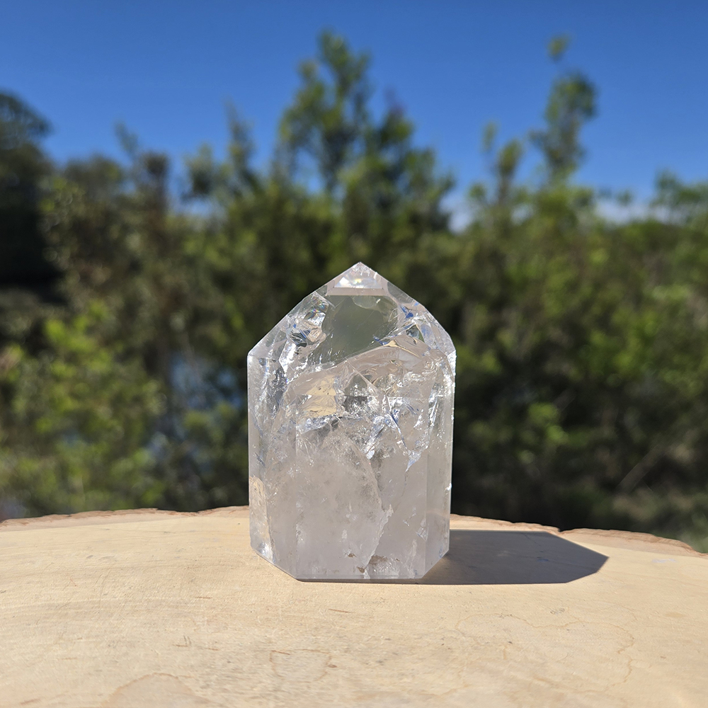 Fire and Ice Quartz Point with Rainbow
