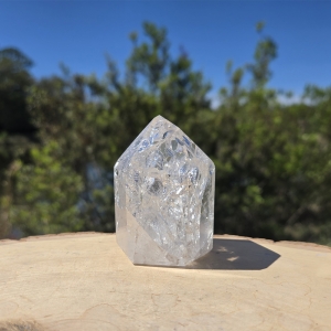 Fire and Ice Quartz Point with Rainbow