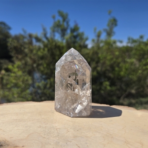 Fire and Ice Quartz Point with Rainbow