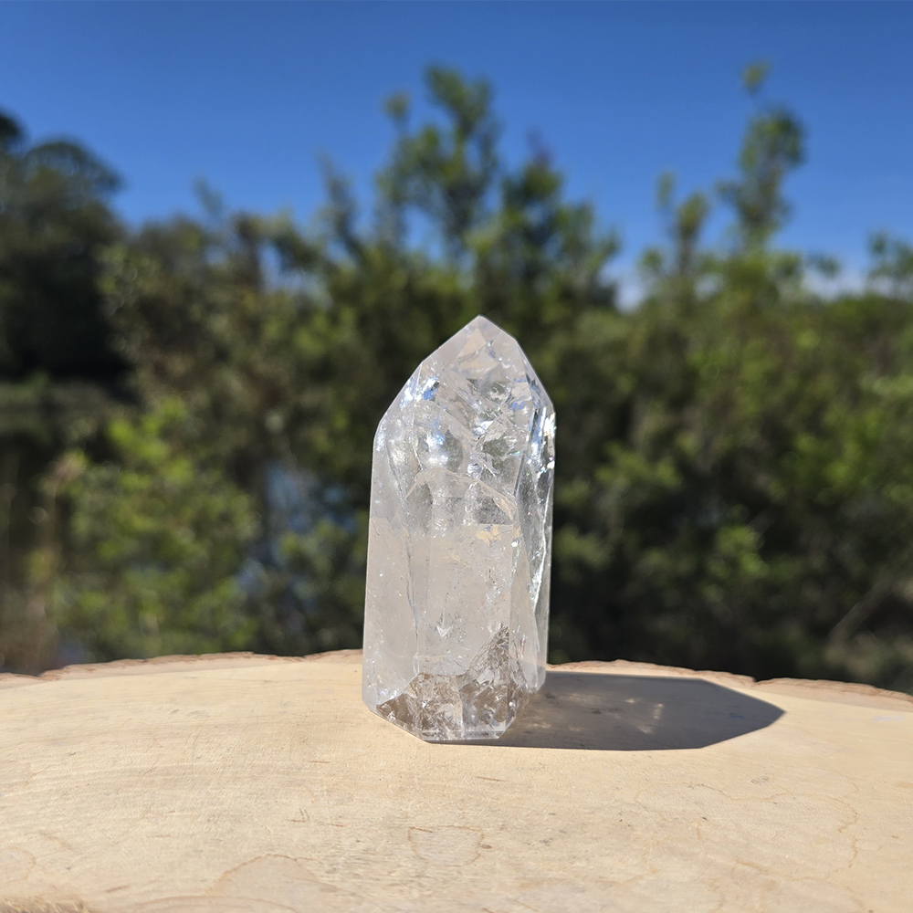 Fire and Ice Quartz Point with Rainbow
