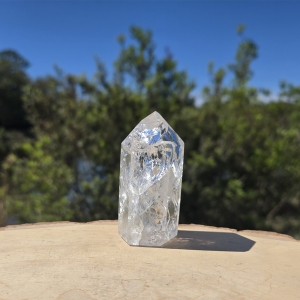 Fire and Ice Quartz Point with Rainbow