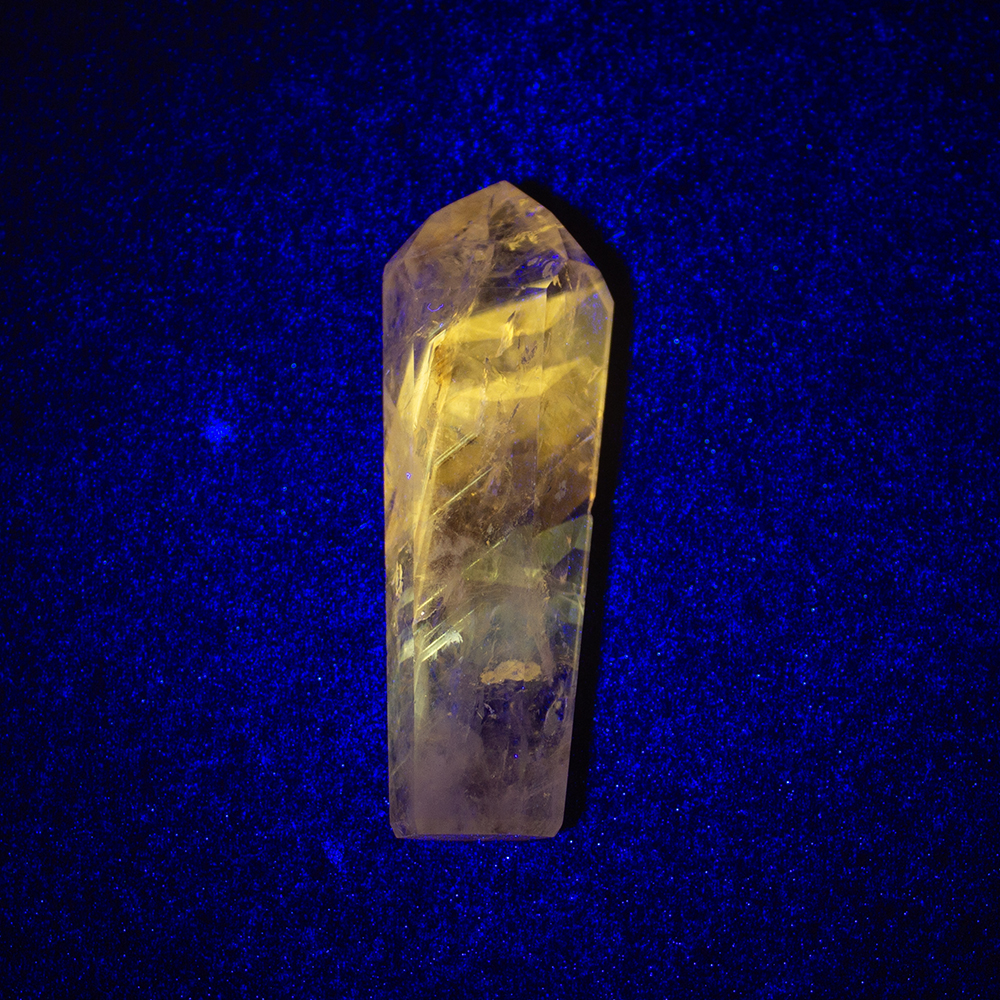 UV Powellite in Amethyst Channeling Quartz Point - Image 4