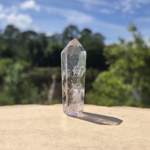 UV Powellite in Amethyst Quartz Point