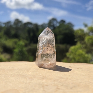 UV Powellite in Amethyst Channeling Quartz Point