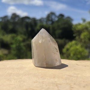 UV Powellite in Amethyst Quartz Point