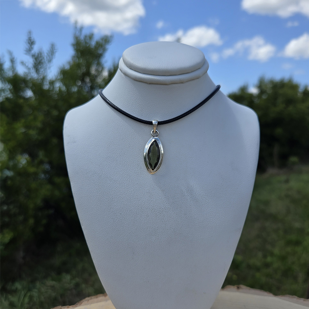S.S. Moldavite Faceted Pendant - Image 4