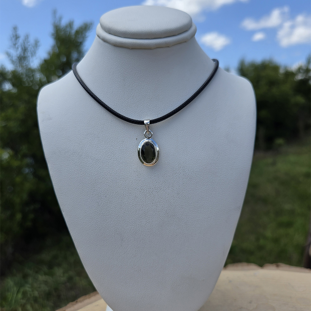 S.S. Moldavite Faceted Pendant - Image 4