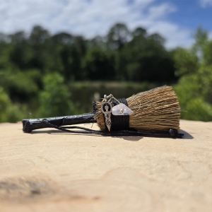 Goddess Witch Mini Broom with Rose Quartz
