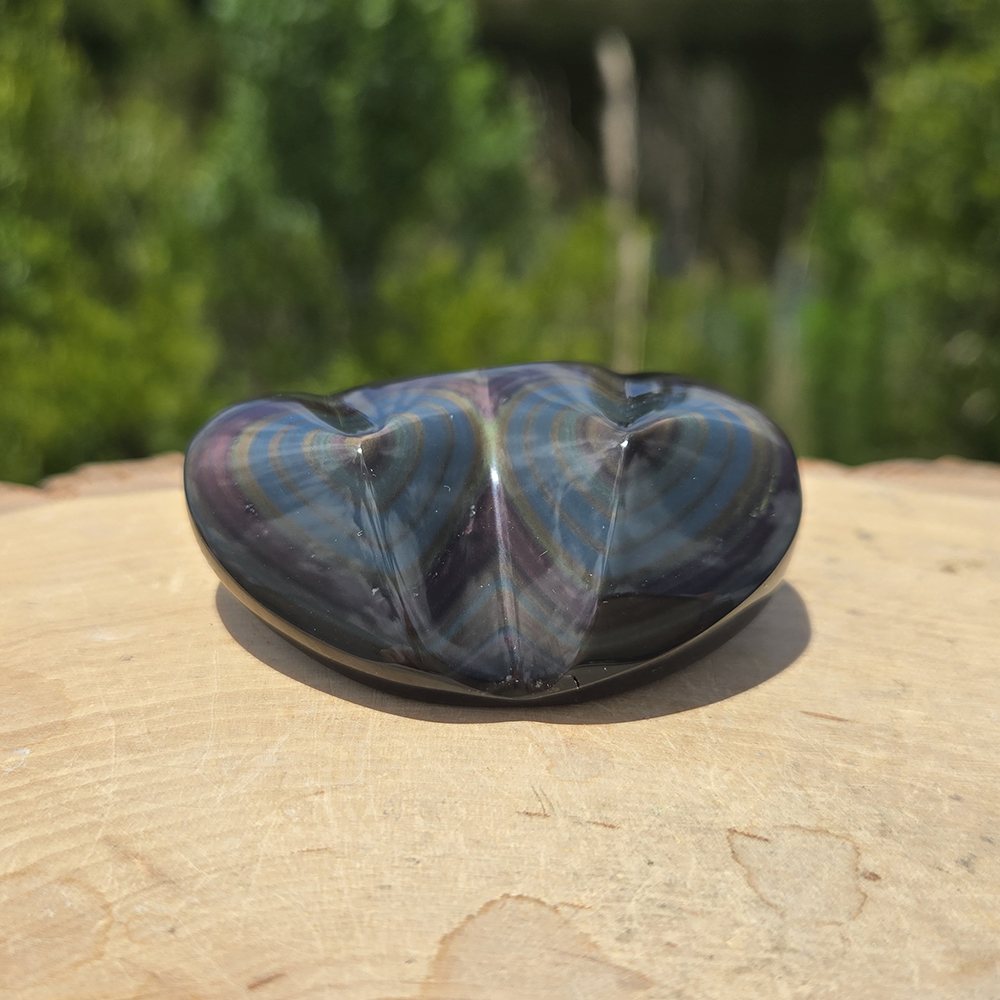 Rainbow Obsidian Double Heart