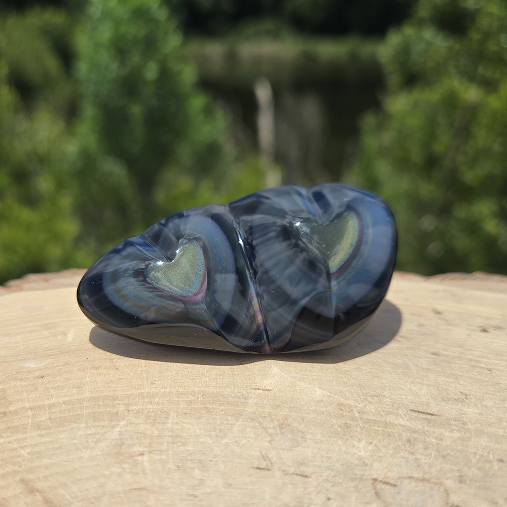 Rainbow Obsidian Double Heart