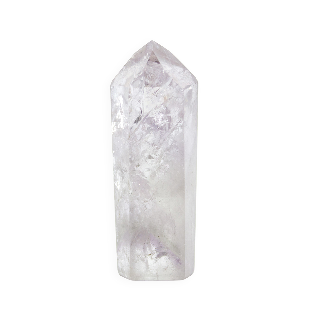 UV Powellite in Amethyst Channeling Quartz Point with Rainbow - Image 3