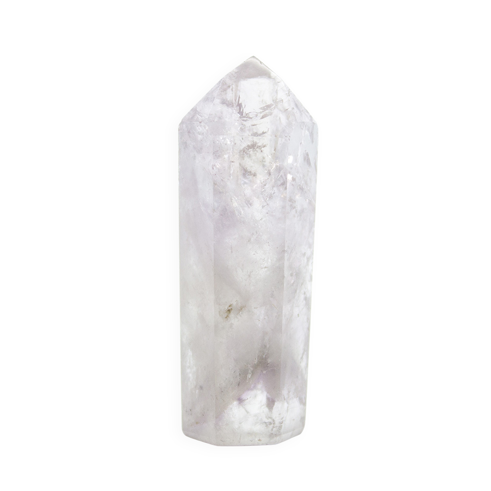 UV Powellite in Amethyst Channeling Quartz Point with Rainbow - Image 2
