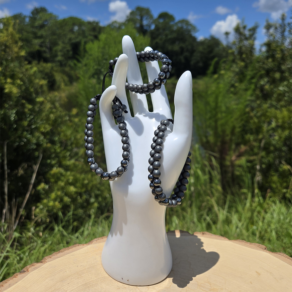 Hematite Double Row Adjustable Bracelet - Image 2