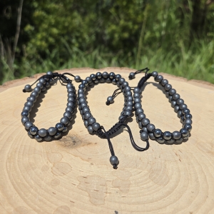 Hematite Double Row Adjustable Bracelet