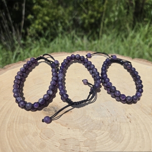 Amethyst Double Row Adjustable Bead Bracelet