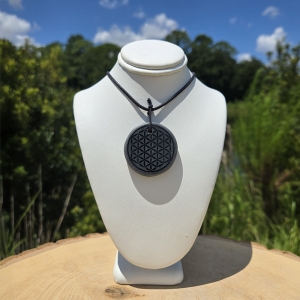 Black Obsidian Flower of Life Necklace