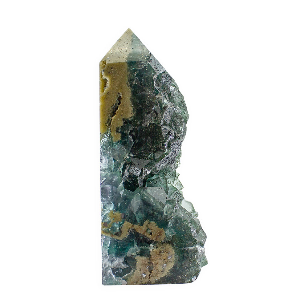 Blue Cubic Fluorite Tower with Pyrite - Image 2