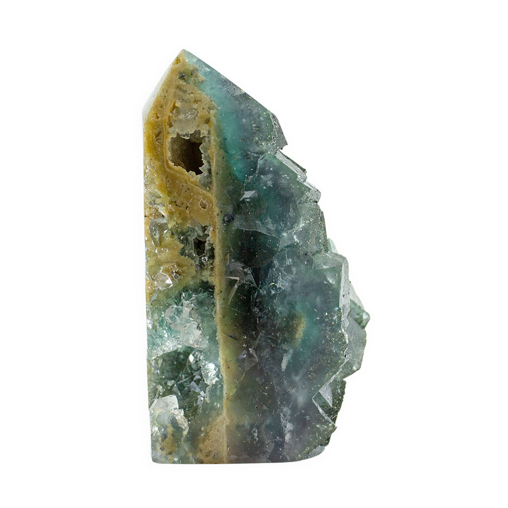 Blue Cubic Fluorite Tower with Pyrite - Image 2