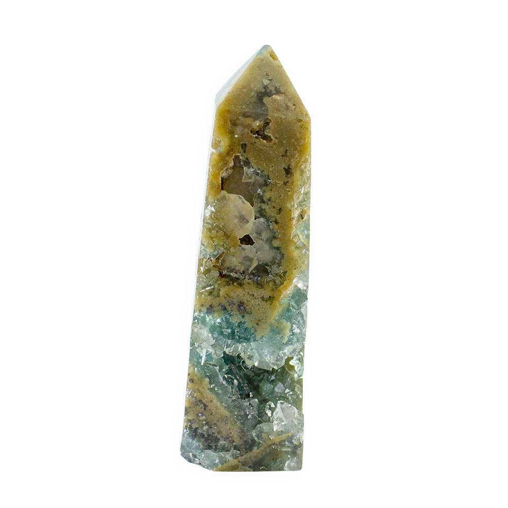 Blue Cubic Fluorite Tower with Pyrite - Image 4