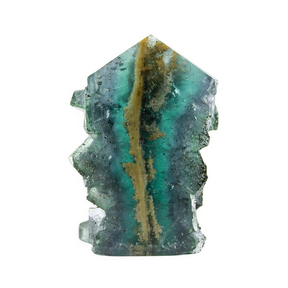 Blue Cubic Fluorite Tower with Pyrite - Image 4