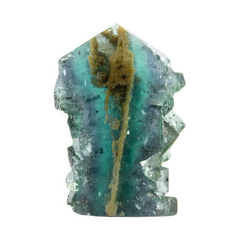 Blue Cubic Fluorite Tower with Pyrite - Image 2