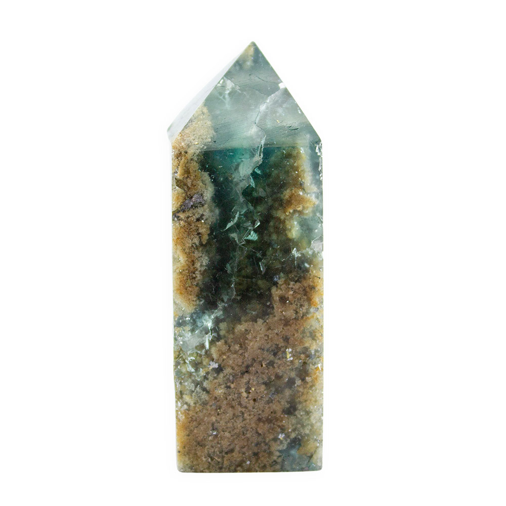 Blue Cubic Fluorite Tower with Pyrite - Image 3